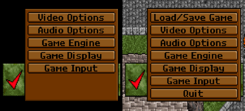the Game menu