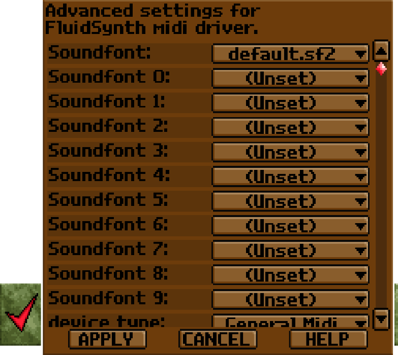 Advanced Audio Settings FluidSynth
